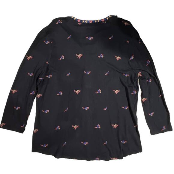 Lucky Brand Floral Sweater Top Size XL Black Algodon Viscose Linen Size XL - Picture 6 of 12